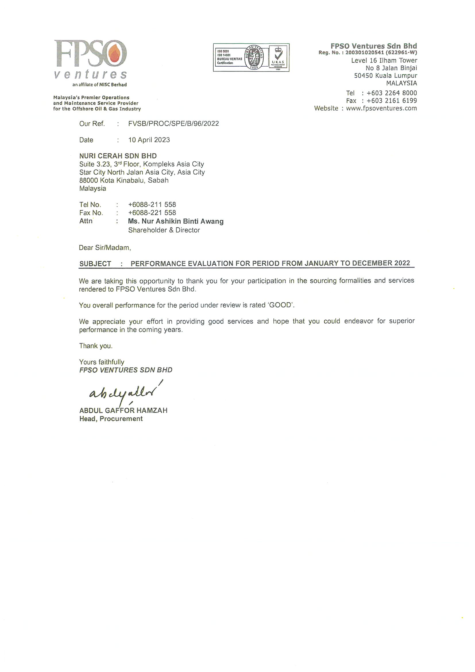 Fpso Nc Performance